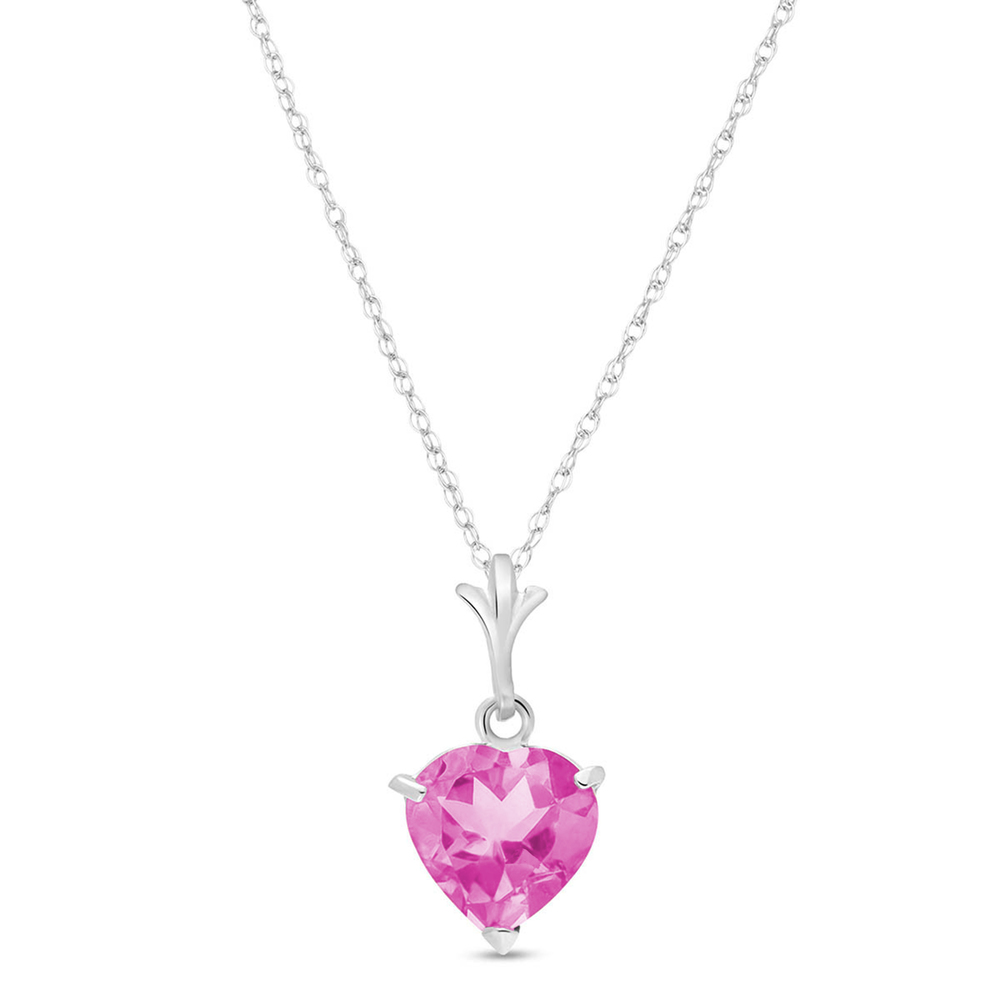 14K. SOLID GOLD NECKLACE WITH NATURAL PINK TOPAZ (White Gold) - Picture 1 of 1